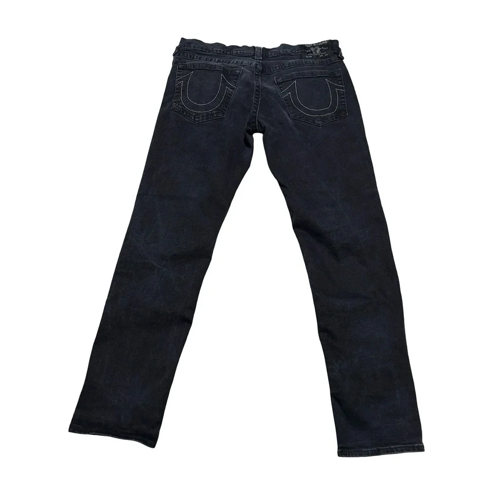 True Religion Men's Geno Relaxed Slim Jeans Faded Black Size 36 x 33